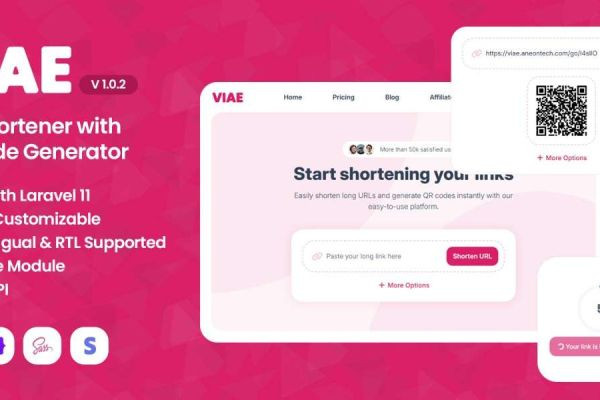Viae URL Shortener with QR Code Generator php larabel script Low Price