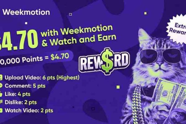 Weekmotion Watch & Earn: Monetize Videos & Get Paid $4.70 Rewards