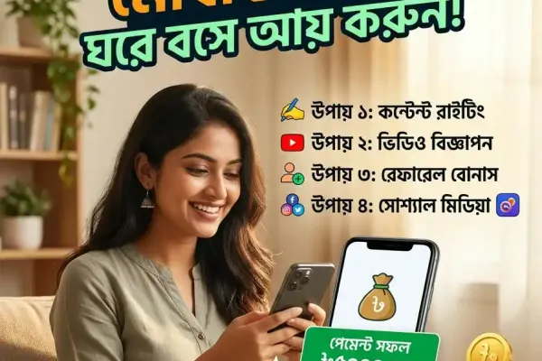অনলাইনে ঘরে বসে টাকা আয় করার ৫টি সহজ উপায়।