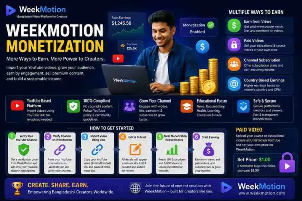 WeekMotion Monetization Guide – Earn with Your YouTube Videos